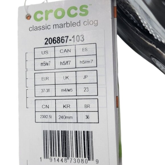 Crocs Shoes Unisex M5/W7 Classic Marbled Clog Beach Resort Career Coastal 206867 - Picture 9 of 10
